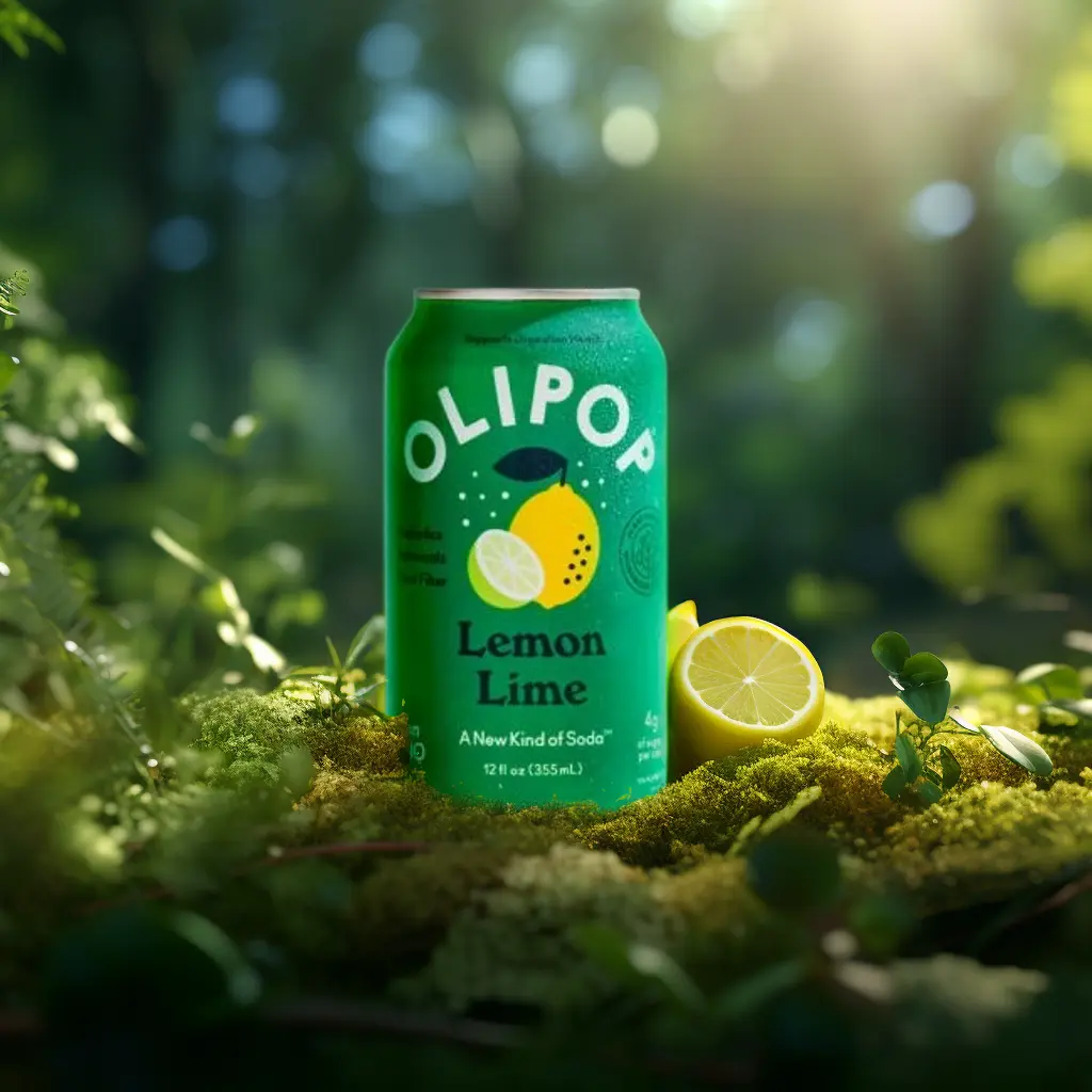 a soda can in green bush and grass, lemon around